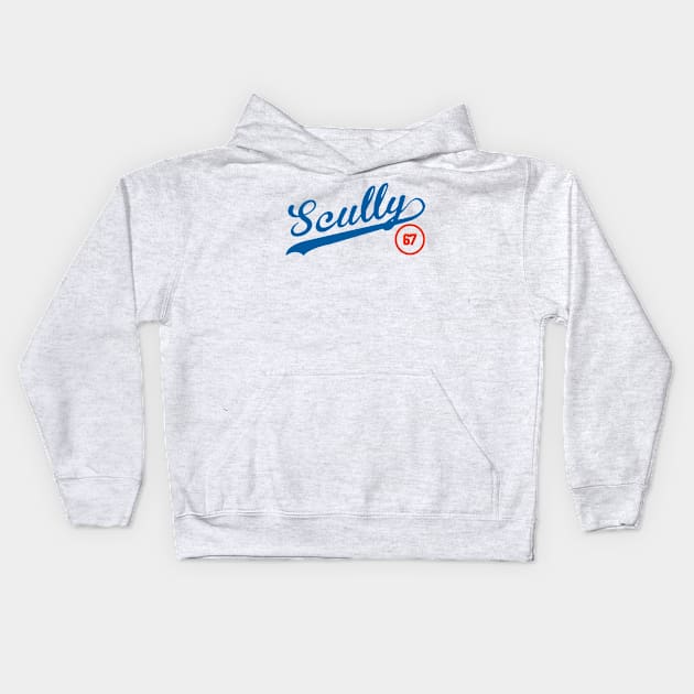 Vin Scully 67 Kids Hoodie by Clever Alnita